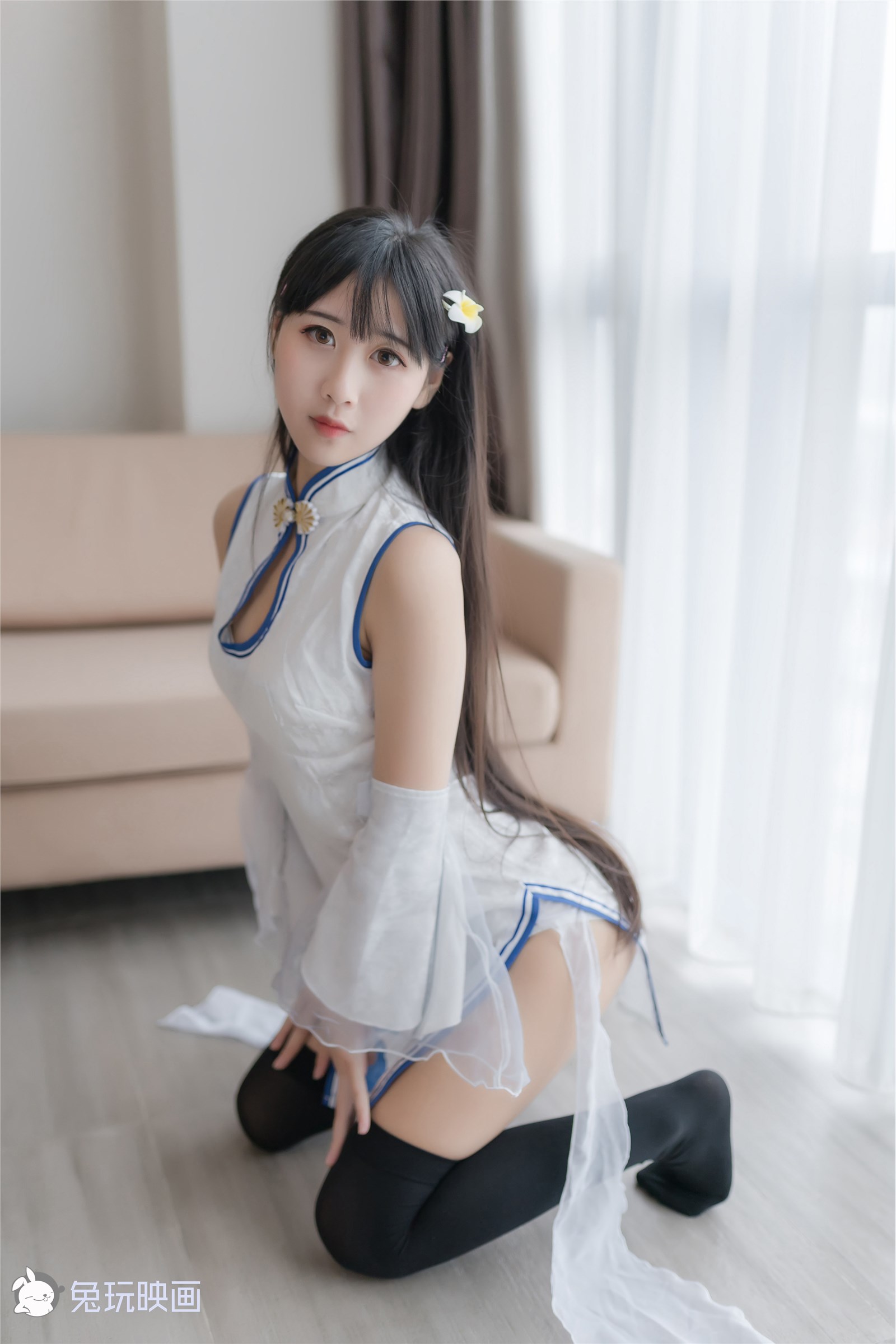 Rabbit Play Reflection VOL.046 White Qipao(39)